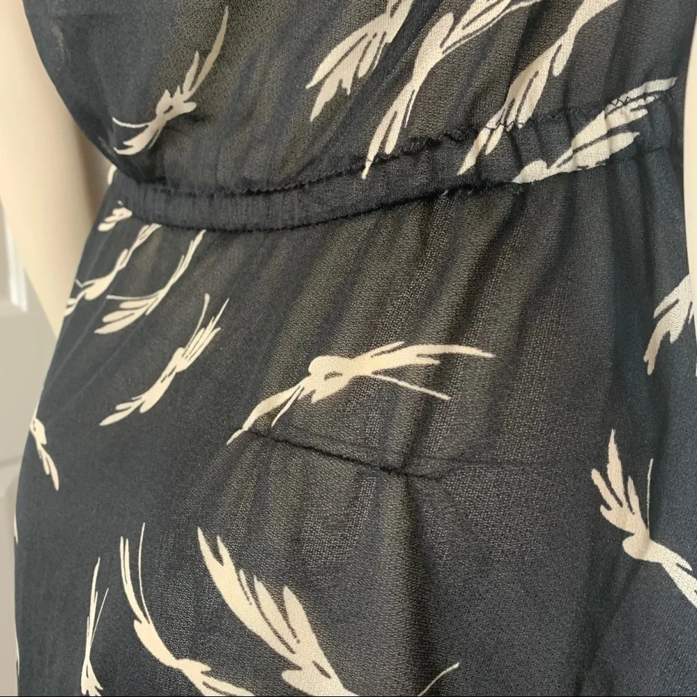 Vintage black white scarf hem ruffle neck dress - Picture 8 of 10